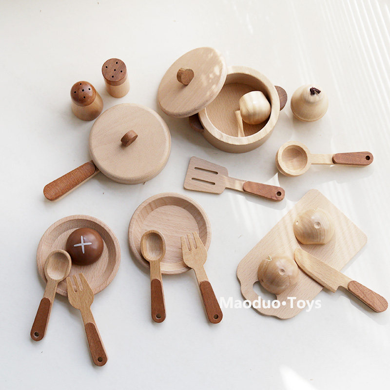 Kitchen Baking Utensil Set - Maoduo Oyuncaklar Kayın Ahşap Çocuk Mutfak