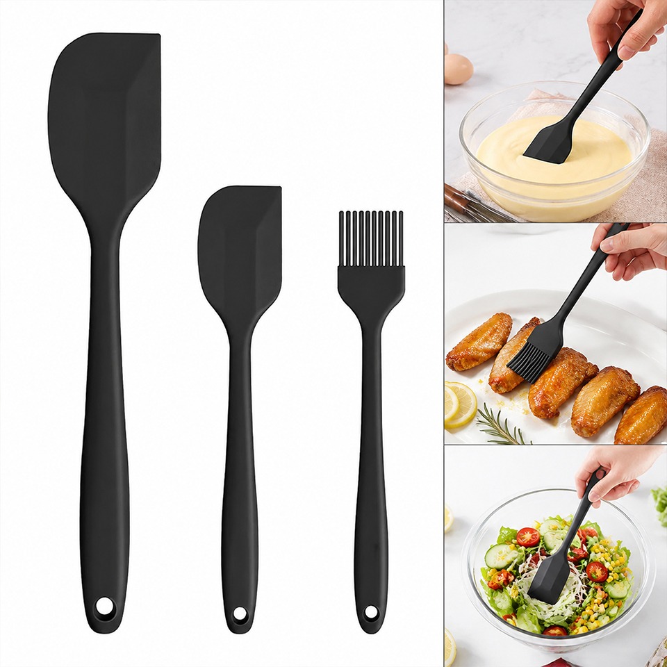 Bread Baking Kitchen Utensils - 3 Parça Silikon Spatula Seti Yapışmaz